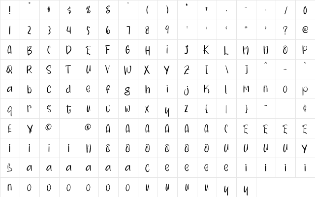 Welcome Christmas Regular  glyph index