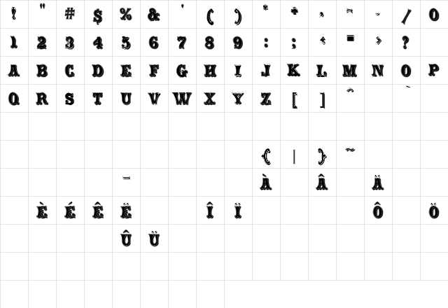 Carnival Rimmed Open Shadow  glyph index