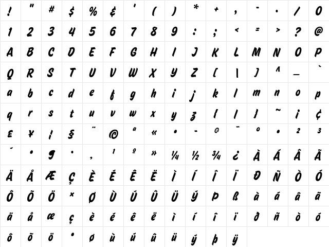 HouseMovements-Sign Regular  glyph index