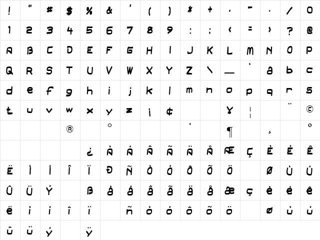 Field Day Filter Regular  glyph index