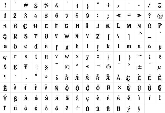 F2F MadZine LT Std Fear  glyph index