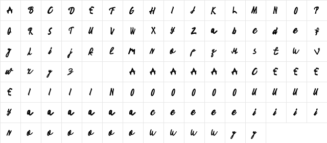 Genta Bold  glyph index