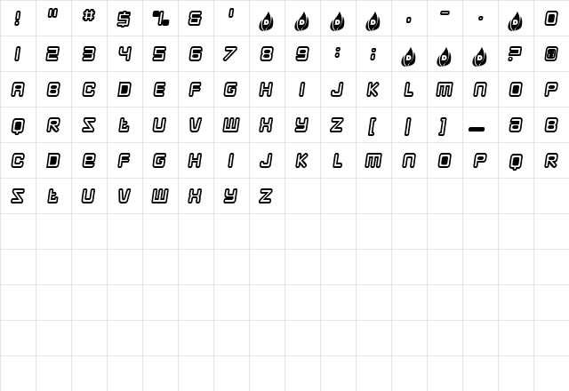 DrCreep Regular  glyph index