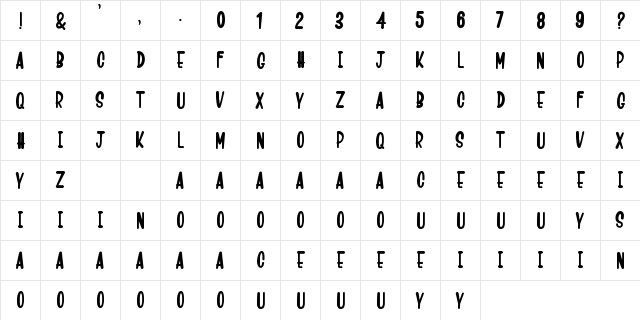 Crash Mounty Regular  glyph index