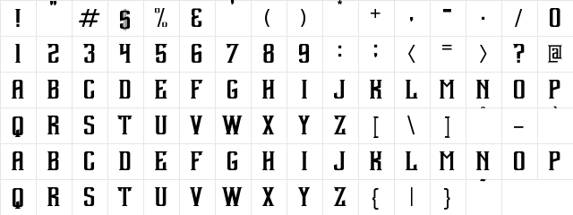 Debute Regular  glyph index
