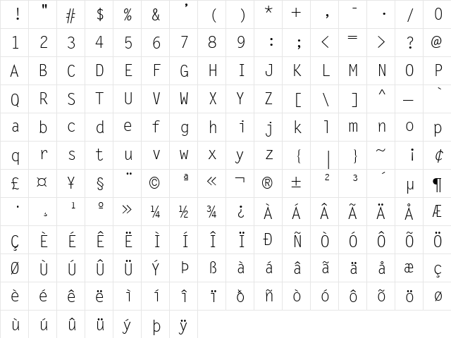 GE Monograph Fixed Width Regular  glyph index