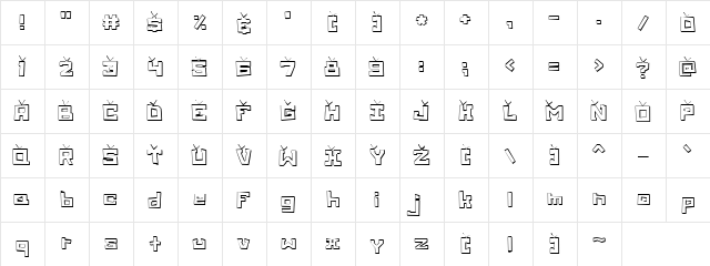 LD TV Regular  glyph index