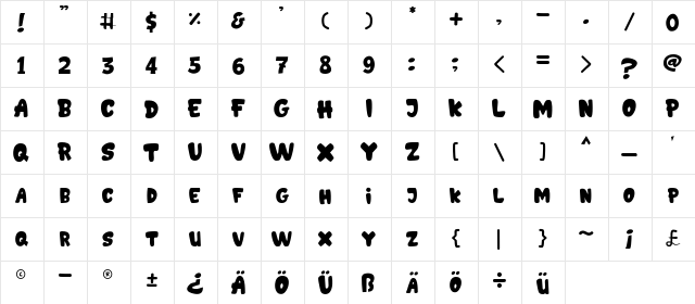 GEDEBOOG Regular  glyph index