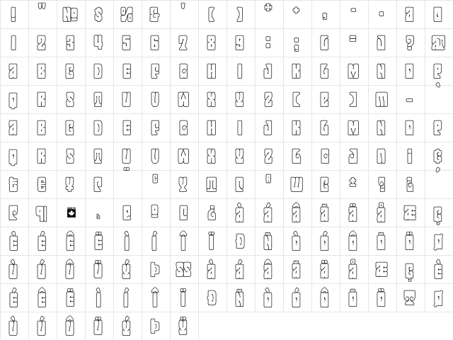 Jonah White Regular  glyph index