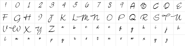 Samantha Regular  glyph index