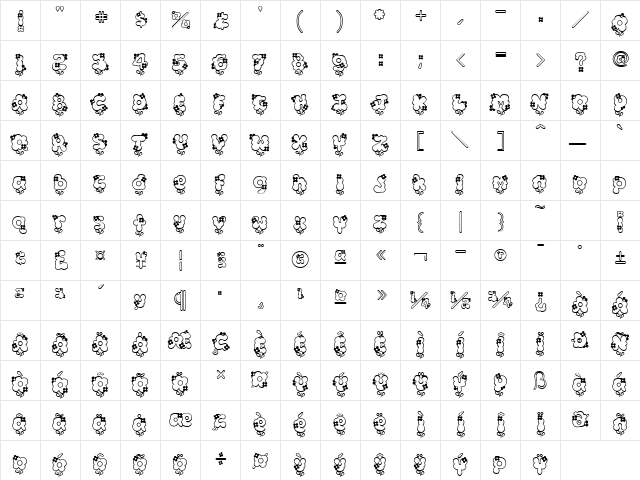 Hannah Regular  glyph index