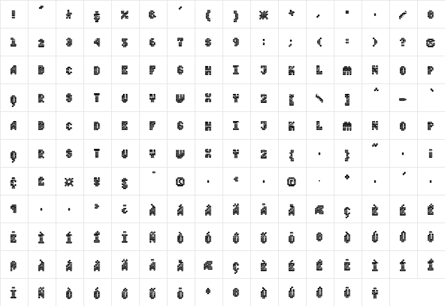 Quad Regular  glyph index