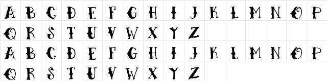 H74 Sacred Heart Regular  glyph index