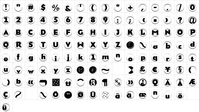 BrixRoundMKPositive Regular  glyph index