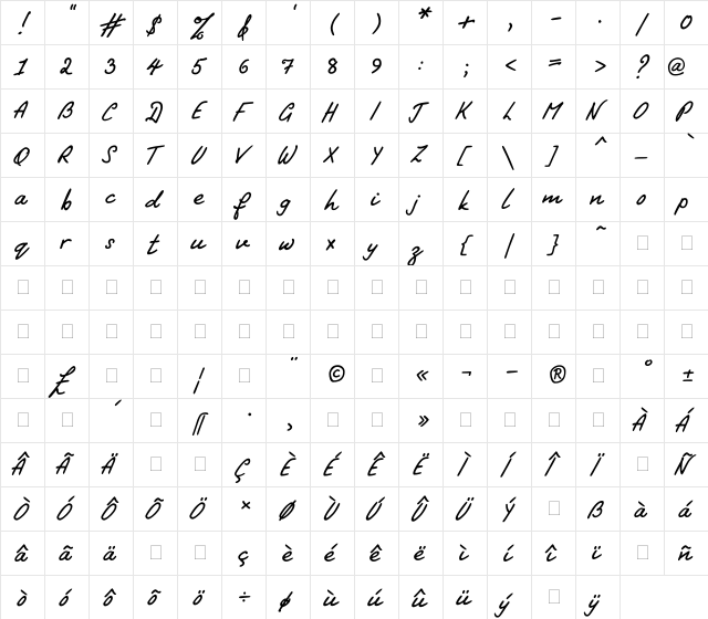 PT Script (Unreg.) Stream Regular  glyph index