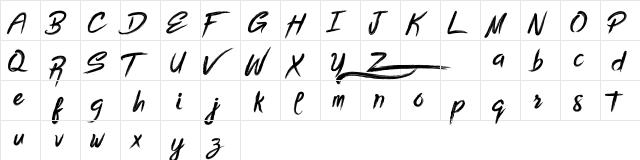 Bottomless Script Regular  glyph index