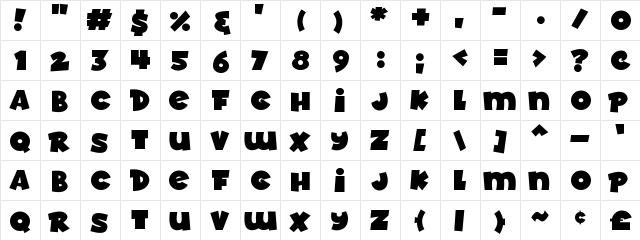 Adorable Regular  glyph index