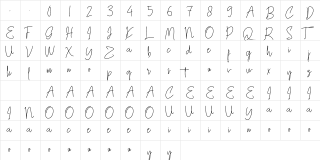 Gllibfith Regular  glyph index