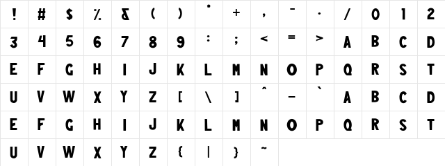 Lesjam Demo Regular  glyph index