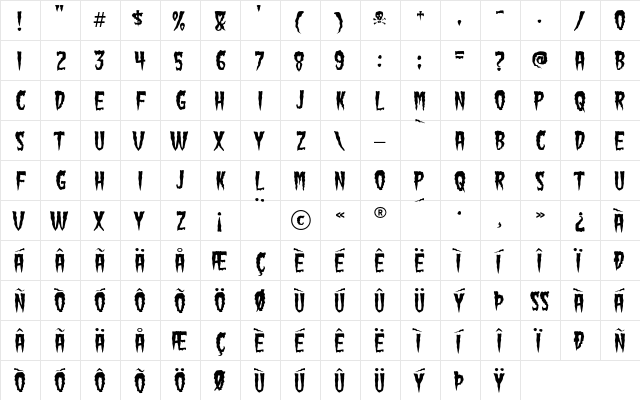 Green Fuz Regular  glyph index