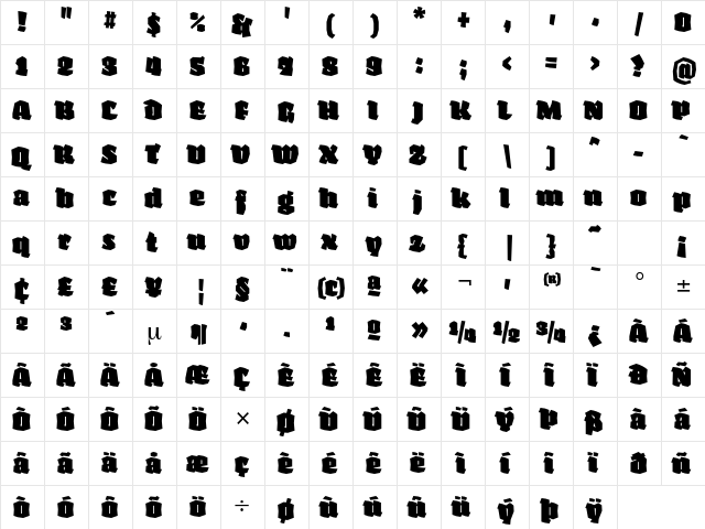 Fakir Display Black  glyph index