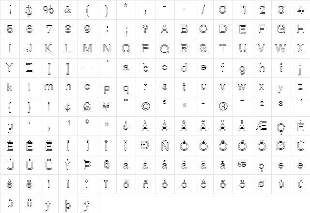 AG Old Face Light  glyph index