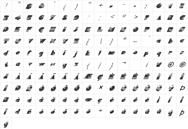 FZ UNIQUE 11 STRIPED ITALIC Normal  glyph index