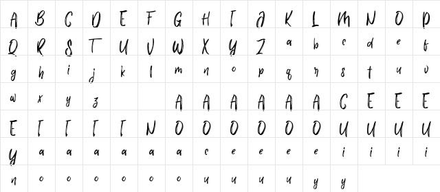 Chairmate Demo Regular  glyph index