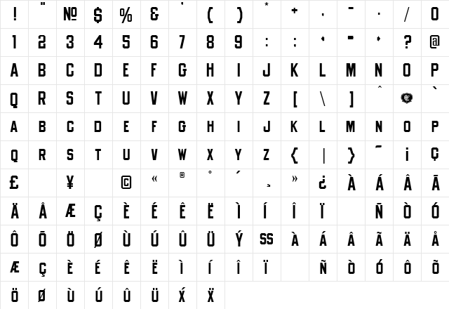 LHF Old Block CondMed Regular  glyph index