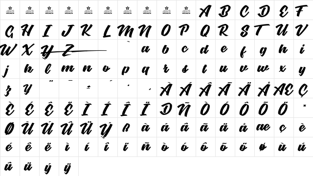 Graceland Personal Use Regular  glyph index