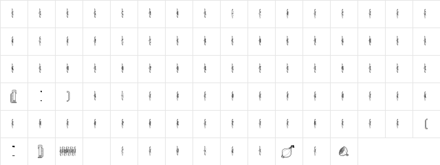 Sardines Regular  glyph index