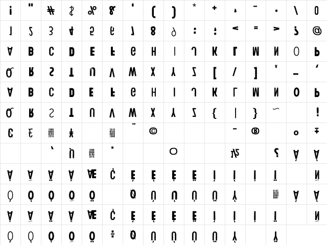 Human Error Upside Down Regular  glyph index