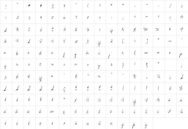BeerDip Regular  glyph index