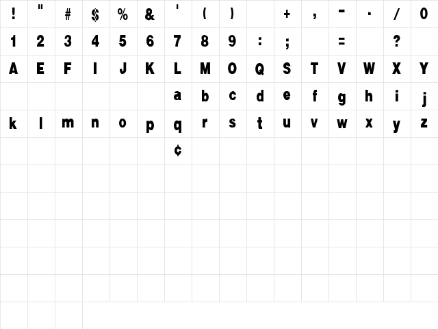 Communication 1 Regular  glyph index