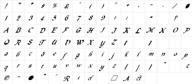Divorce 3 Italic  glyph index