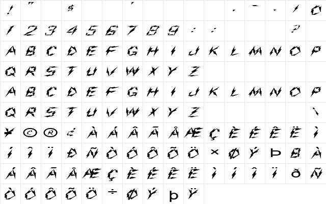 FZ UNIQUE 19 EX Normal  glyph index