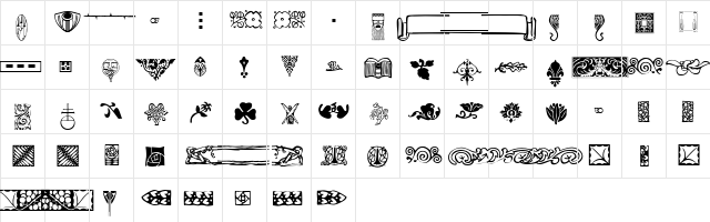P22ArtsAndCrafts Regular  glyph index