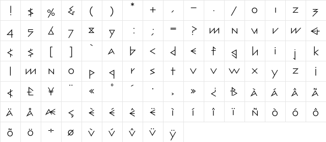 Bill ArchiType  glyph index