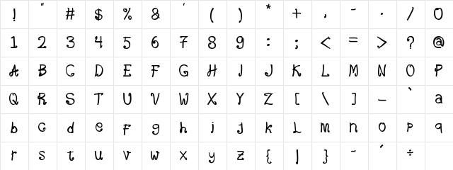 Attazack Regular  glyph index