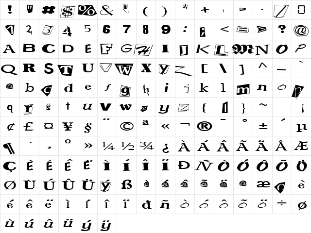 FZ UNIQUE 23 EX Normal  glyph index