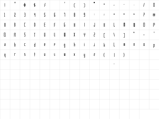 Frankstern Regular  glyph index
