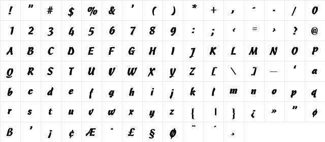 Cascade-Light Bold Bold  glyph index
