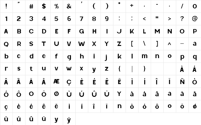 Lynsic Cisnyl Regular  glyph index