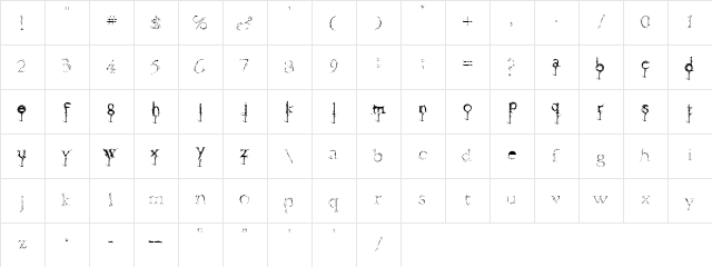 Finial-EatenA Regular  glyph index
