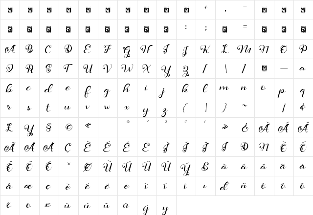 Daysha Personal Use Regular  glyph index
