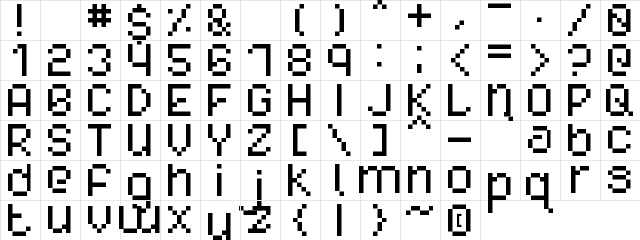 DeeCe Regular  glyph index