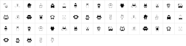Funny Toys Regular  glyph index
