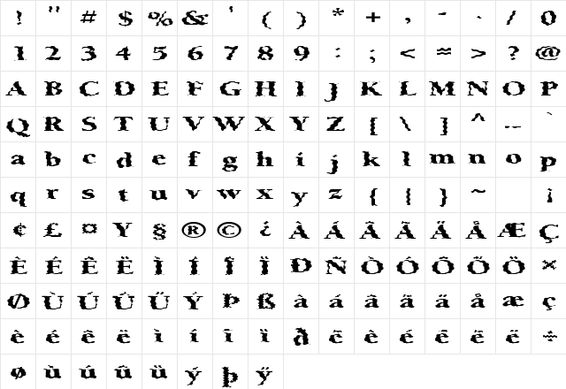 FZ ROMAN 24 WAVEY EX Normal  glyph index