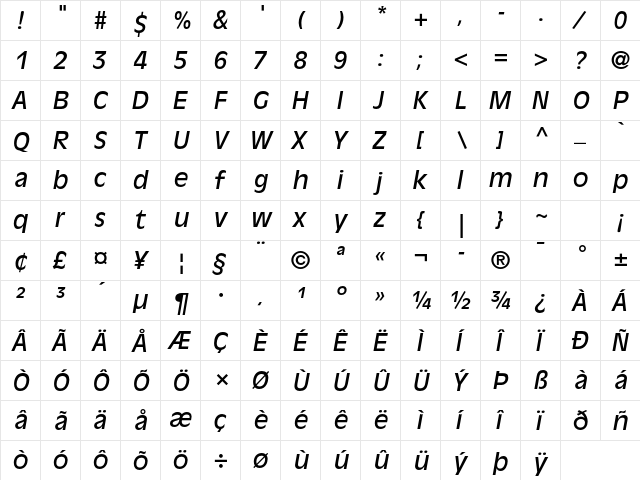 Antique Olive Std Italic  glyph index