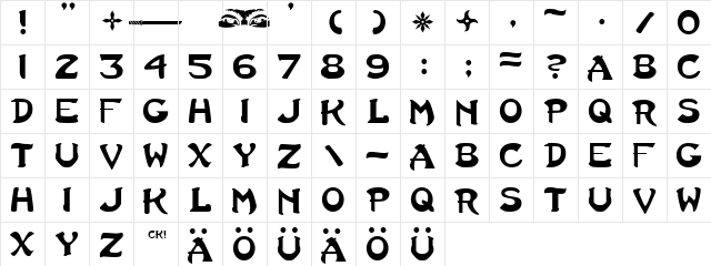 Last Ninja Regular  glyph index